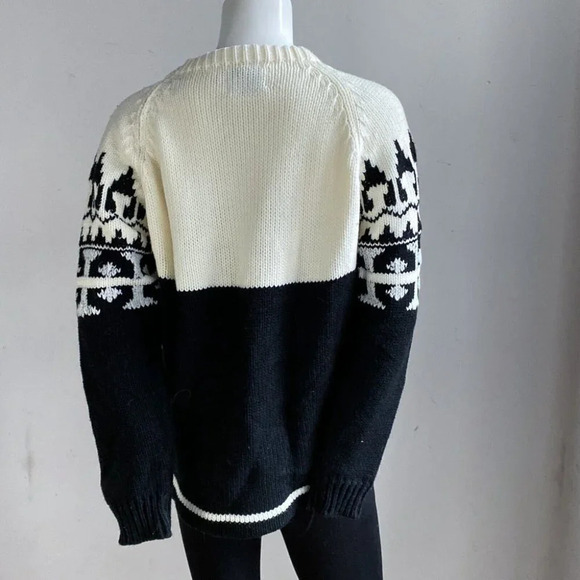 Vintage Kari Lynn Virgin Acrylic Geometric Print Fairisle  Zip Shoulder Pullover - Picture 6 of 7